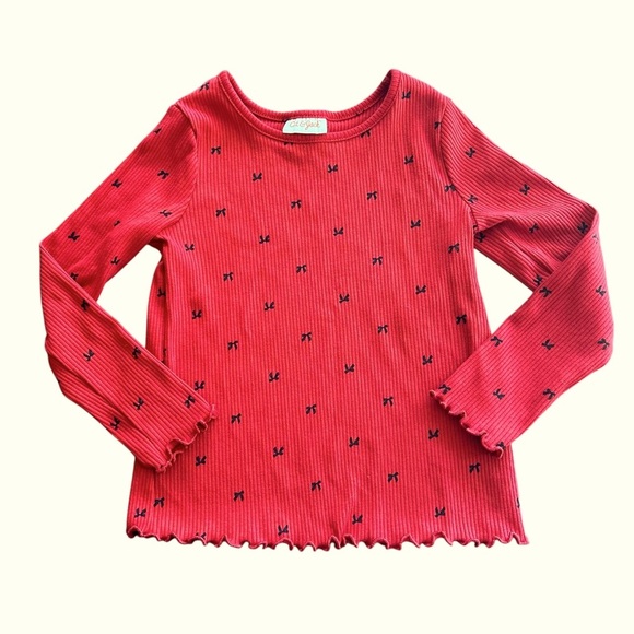 Cat & Jack | Red Long Ribbed Sleeve Top - Picture 1 of 3